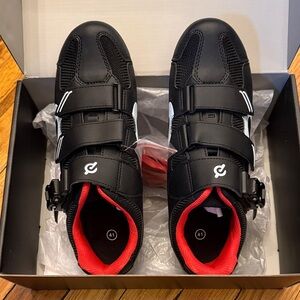 Peloton Black Cycling Shoes with Red Accents